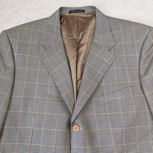 Boyds Trussini Blazer Men 46L Gray Houndstooth Wool 3 Button Italy Vintage - Picture 2 of 12